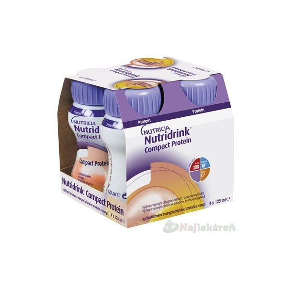 Nutridrink Compact Protein s příchutí broskev a mango 4 x 125 ml