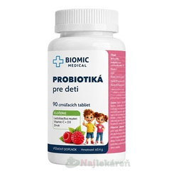 BIOMIC Probiotika pro děti malina 90 cucacích tablet