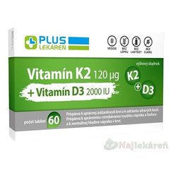 Plus Lekáreň vitamín K2 120 µg + vitamín D3 2000 IU 60 tablet