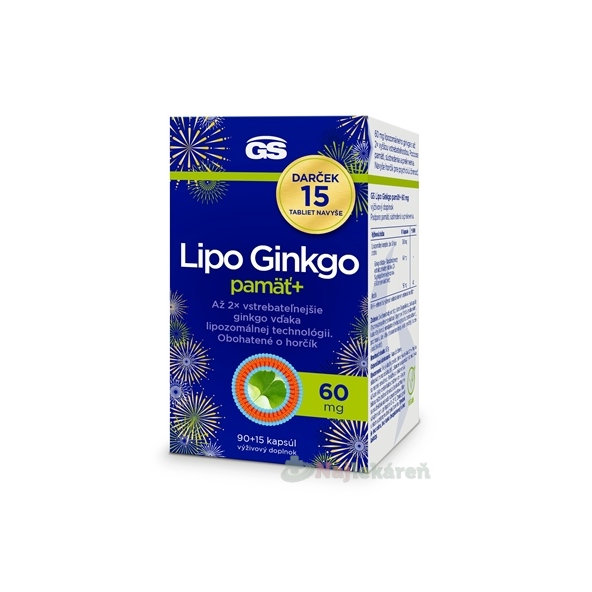 GS Lipo Ginkgo paměť+ 60 mg Dárek 90+15 kapslí navíc