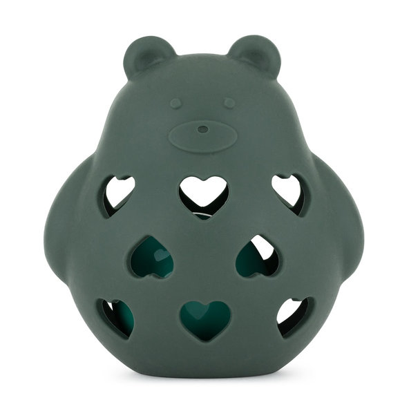 PETITE&MARS silikonová hračka chrastítko Bear Basil Misty Green 0 m+