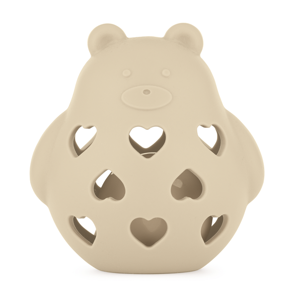 PETITE&MARS silikonová hračka chrastítko Bear Basil Desert Sand 0 m+