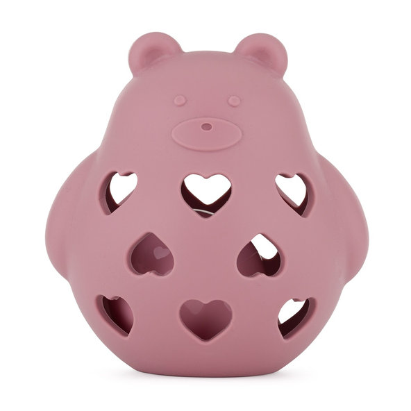 PETITE&MARS silikonová hračka chrastítko Bear Basil Dusty Rose 0 m+