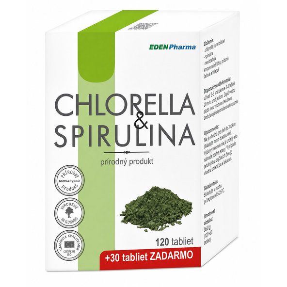 EDENPharma CHLORELLA+SPIRULINA 120 + 30 tablet zdarma