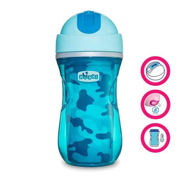 Chicco termo hrneček Sport se slámkou modrý 266 ml 14 m+