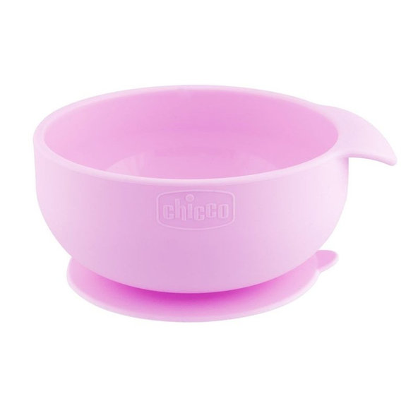 Chicco silikonová miska s přísavkou růžová 6 m+