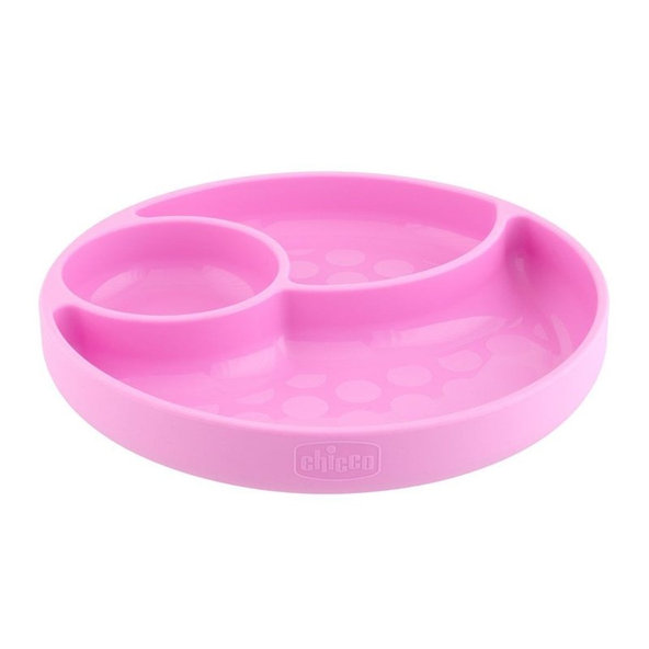 Chicco silikonový talíř růžová 12 m+