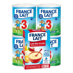 France Lait 3 kojenecké mléko 4×400 g + ovocná rýžová kaše 250 g