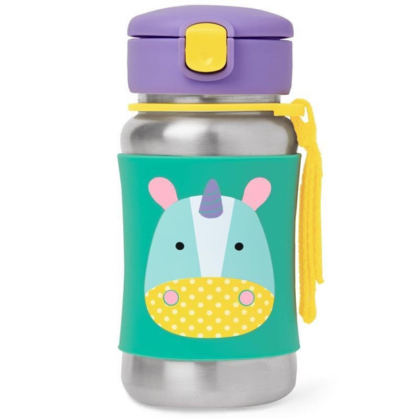 SKIP HOP Zoo nerezová láhev se slámkou Jednorožec 12 m+ 350 ml