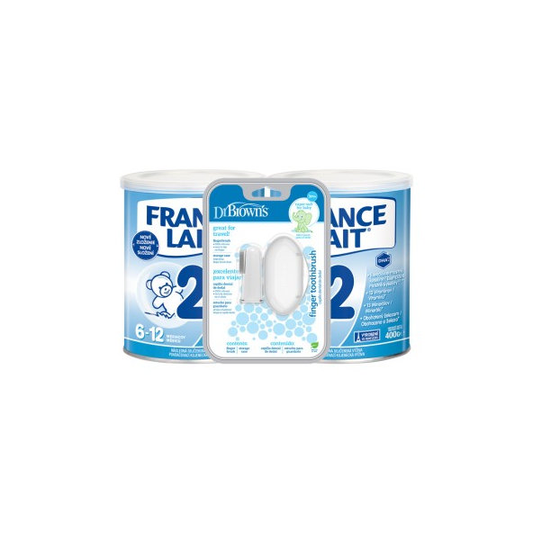 France Lait 2 Duo + Dr.Brown’s prstový zubní kartáček s pouzdrem