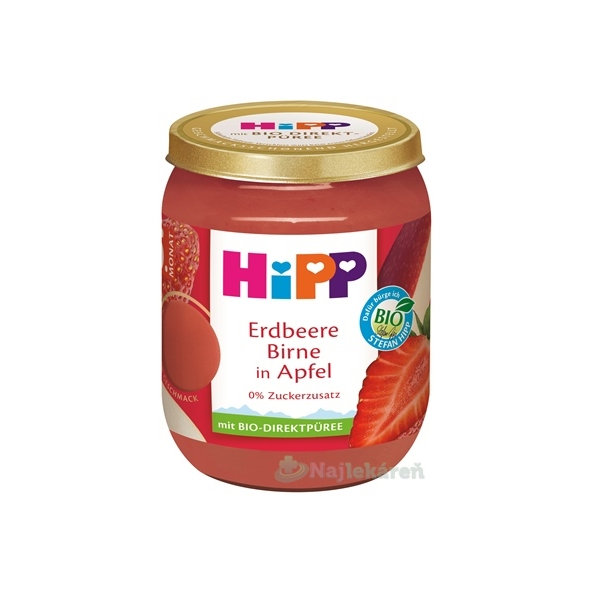 HiPP BIO příkrm jablko jahody hrušky 4m+ 160 g
