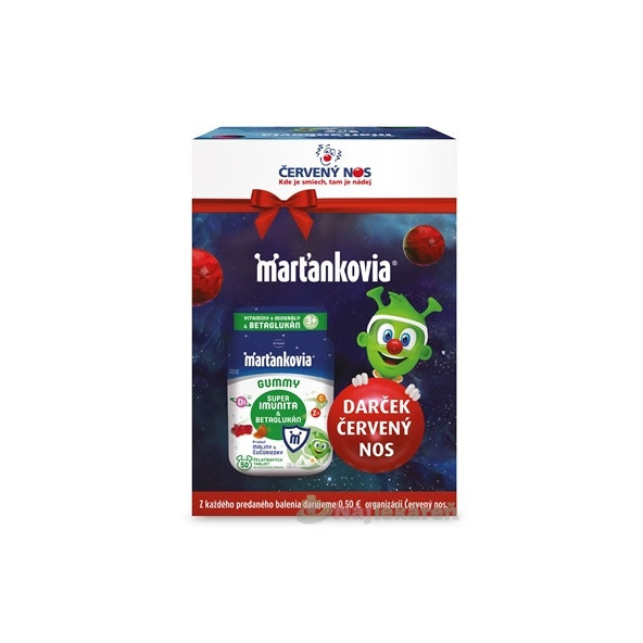 Walmark Marťánci Gummy Super imunita + betaglukán 50 žvýkacích tablet + dárek červený nos