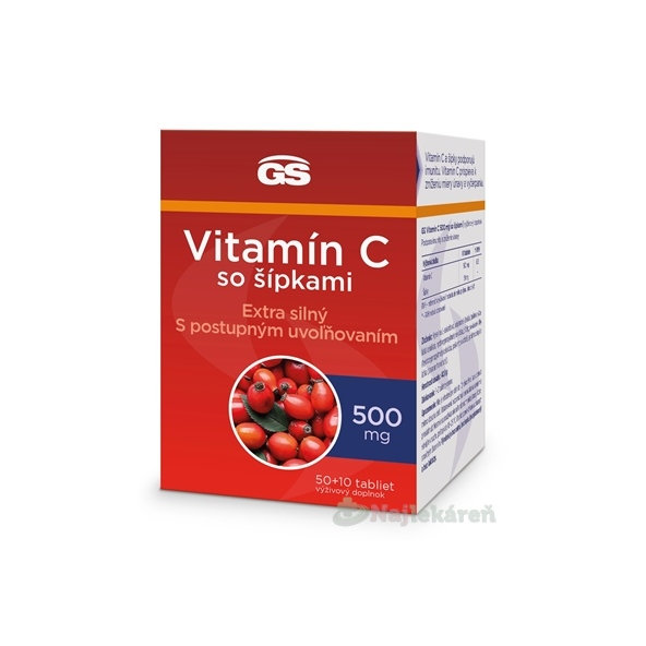 GS Vitamin C 500 mg se šípky 2023 50 + 10 tablet