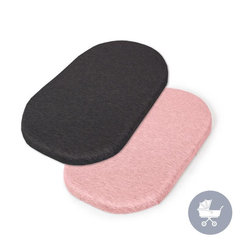 CEBA Prostěradlo do kočárku 73-80x30-37 cm Dark Grey + Pink 2 ks