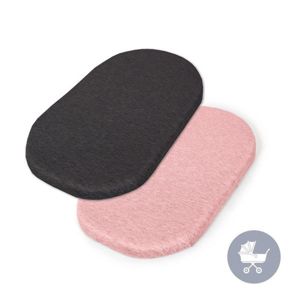 CEBA Prostěradlo do kočárku 73-80x30-37 cm Dark Grey + Pink 2 ks