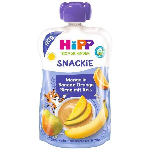 HiPP BIO Sport příkrm hruška pomeranč mango banán rýže 120 g