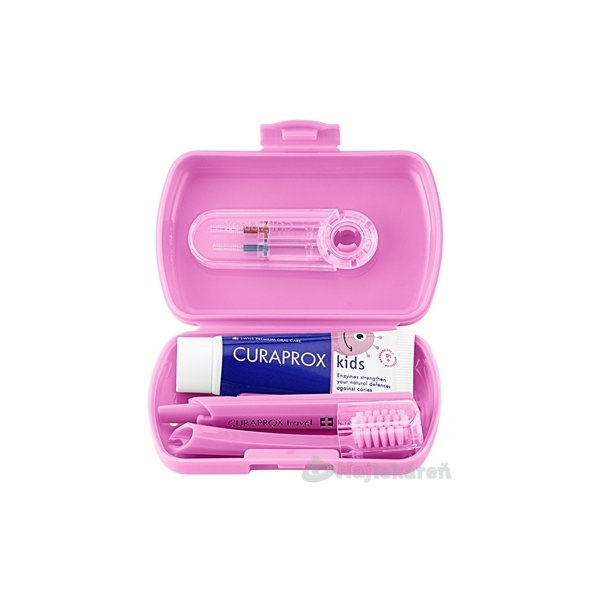Curaprox Kids Travel Set cestovní sada růžová