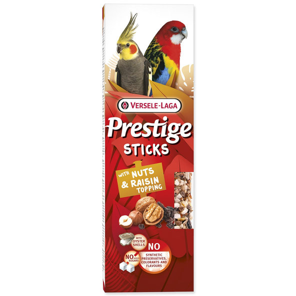 Versele-Laga Prestige tyčinky pro velké papoušky ořechy a rozinky 8 x 2 ks