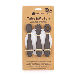 Petite&Mars tréninkové lžičky Take&Match Bitter Cocoa 6m+ 3ks