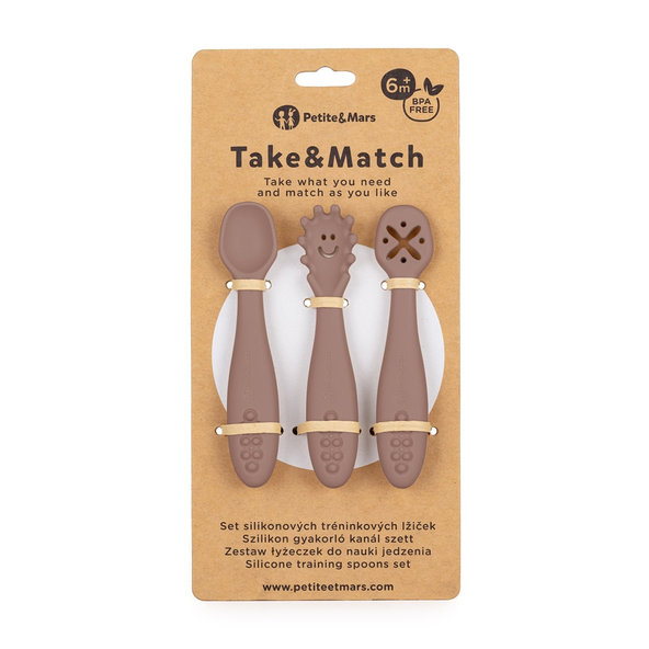 PETITE&MARS tréninkové lžičky Take&Match Velvet Latte 6m+ 3 ks