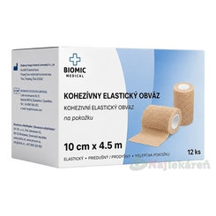 BIOMIC Kohezivní elastické obinadlo béžové 10 cm × 4,5 m 12 ks