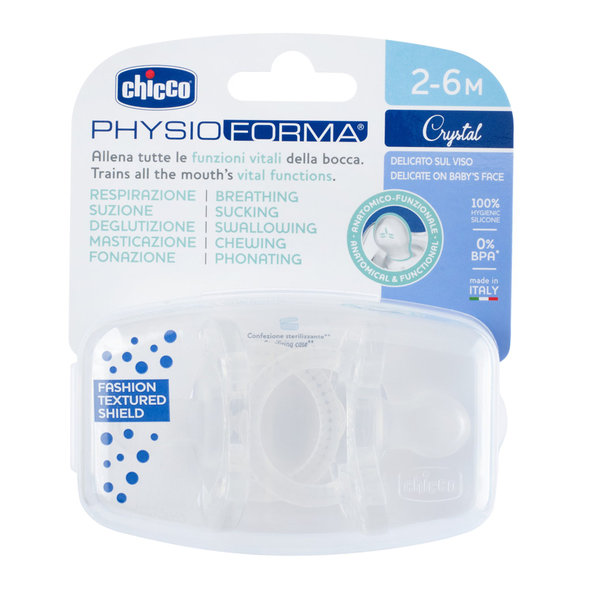 Chicco Physio Luxe celosilikonový dudlík crystal 2–6 m 2 ks