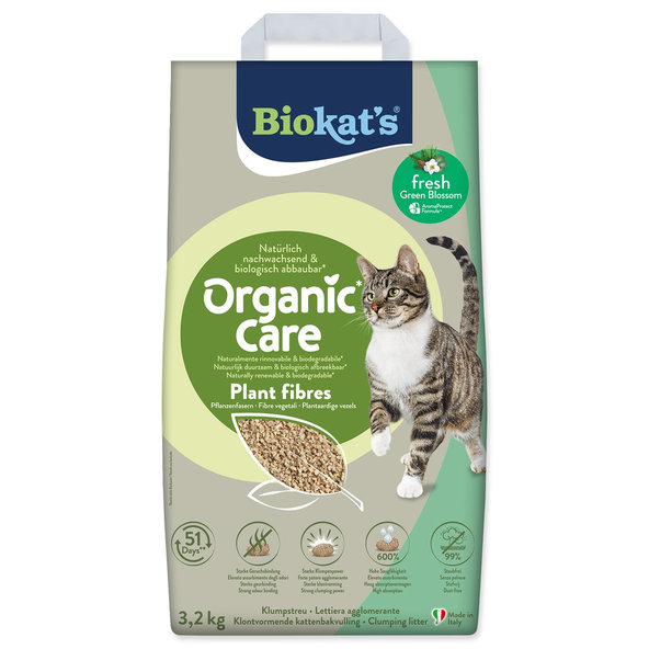 Biokat's podestýlka Organic Care Plant Fibres Fresh 3,2 kg
