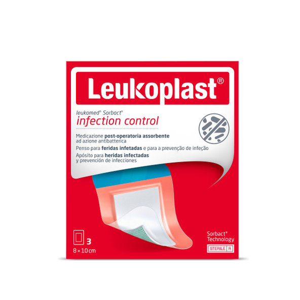 Leukoplast Leukomed Sorbact sterilní krytí 8×10 cm 3 ks