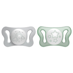 Chicco Physio Micro dudlík silikonový noční 0–2 m 2 ks