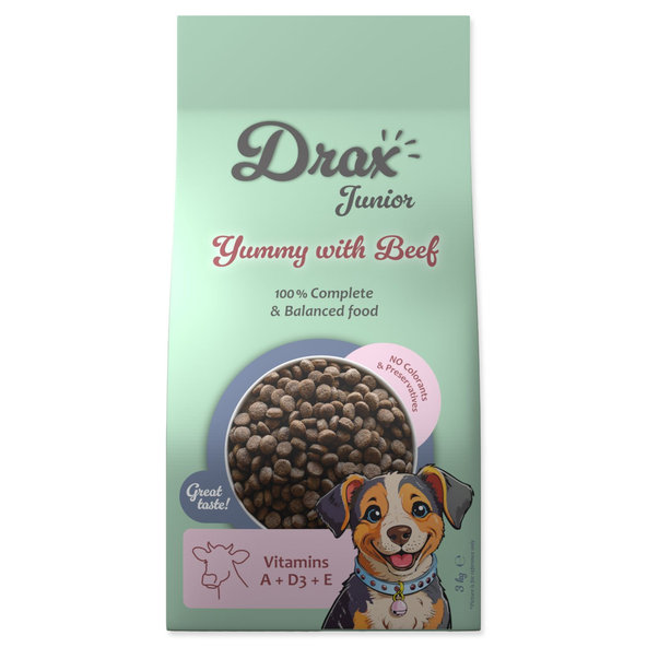 Drax Junior krmivo s hovězím masem 3 kg