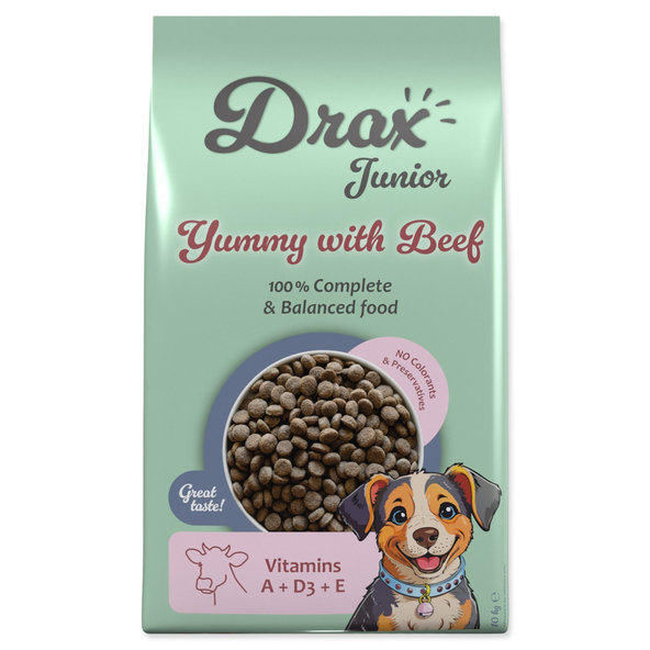 Drax Junior krmivo s hovězím masem 10 kg