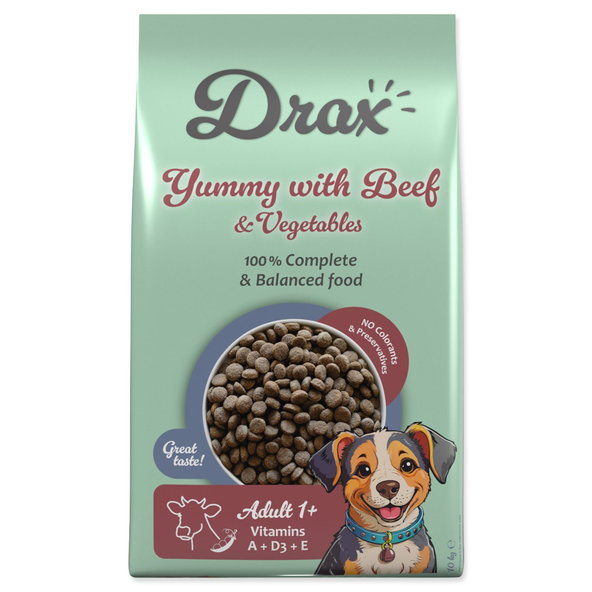 Drax Adult krmivo s hovězím masem a zeleninou 10 kg