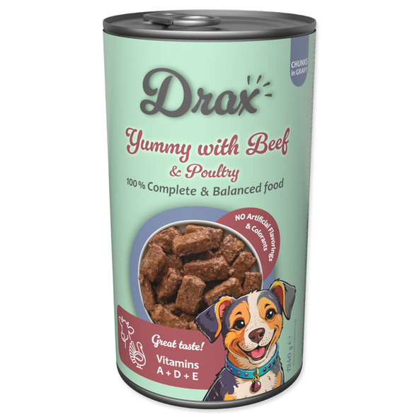 Drax Adult konzerva s hovězím a drůbežím masem 1240 g
