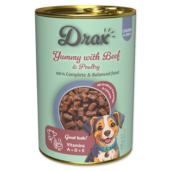 Drax Adult konzerva s hovězím a drůbežím masem 415 g