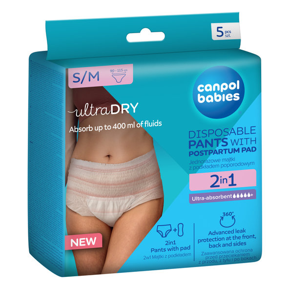 Canpol Babies Poporodní kalhotky 2v1 S/M 5 ks