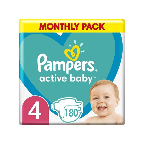 Pampers Active Baby jednorázové pleny 9–14 kg vel. 4 180 ks