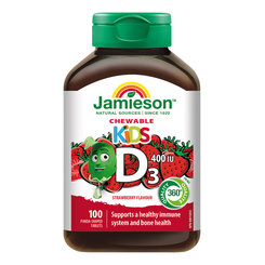 Jamieson Vitamin D3 Kids 400 IU jahoda 100 cucacích tablet
