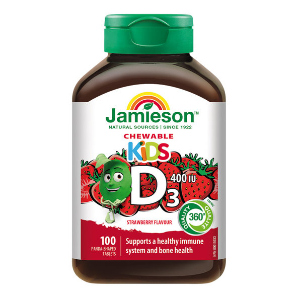 Jamieson Vitamin D3 Kids 400 IU jahoda 100 cucacích tablet