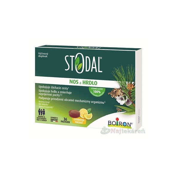 STODAL Nos a Hrdlo pastilky citron 36 ks