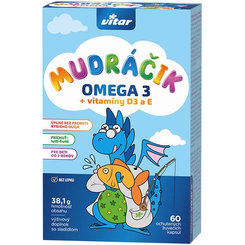 Mudráčik Omega 3 + vitaminy D3 a E 60 žuvacích kapslí