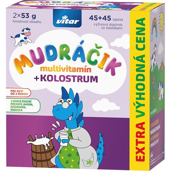 Mudráčik multivitamin + kolostrum mix příchutí 90 tablet