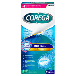 Corega Bio čisticí tablety na zubní náhrady 136 ks