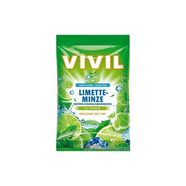 Vivil Lime Mint drops limetka pepermint vitamin C bez cukru 60 g