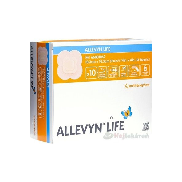 Allevyn Life krytí na rány 10,3 × 10,3 cm 10 ks