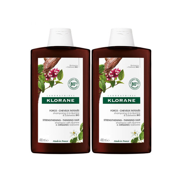 KLORANE šampon s chininem a BIO plesnivcem alpským 2x400 ml