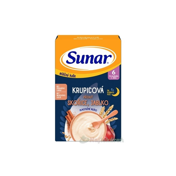 Sunar mléčná kaše krupicová jablko skořice na dobrou noc 6m+ 210 g