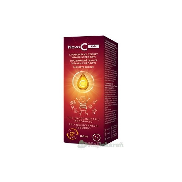 Novo C Kids lipozomální vitamín C malina 120 ml