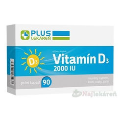 Plus Lekáreň Vitamin D3 2000 I.U. 90 kapslí