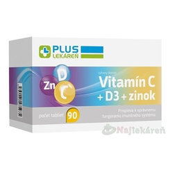 PLUS LEKÁREŇ Vitamín C + D3 + Zinek 90 tablet
