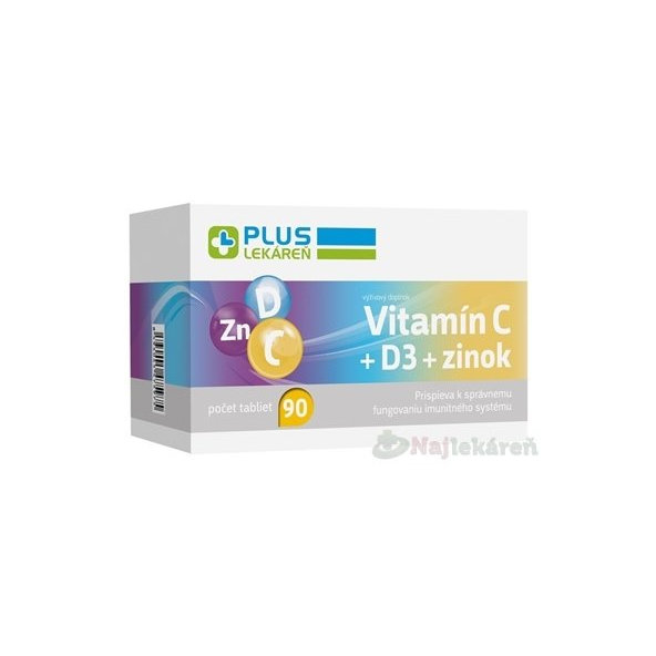 PLUS LEKÁREŇ Vitamín C + D3 + Zinek 90 tablet